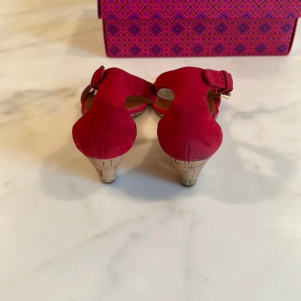 Tory Burch Red Suede Wedges - Picture 6 of 9